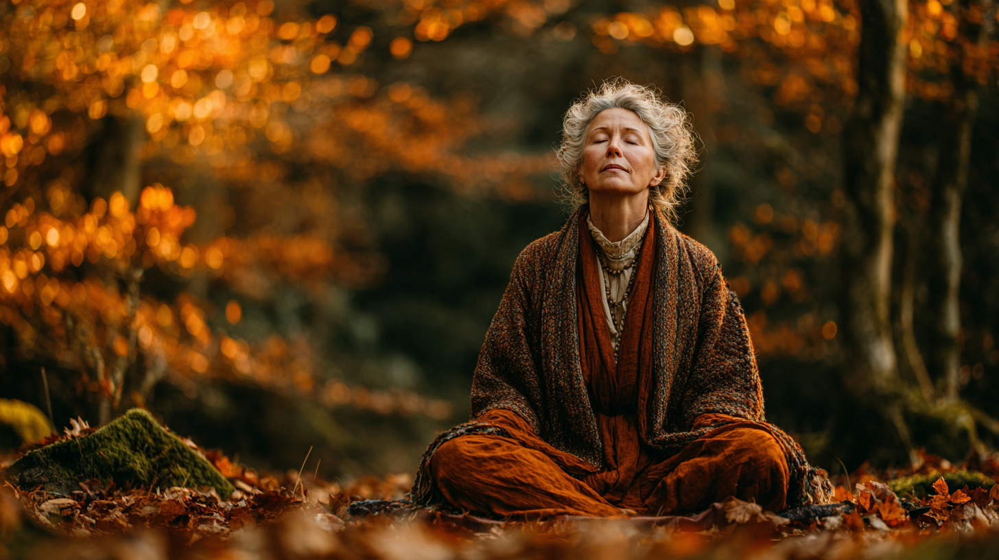 Група людей зрілого віку практикує йогу в парку на сході сонця